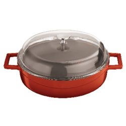 Casseruola bassa ghisa con coperchio vetro