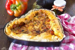 Bell pepper and aubergine tart